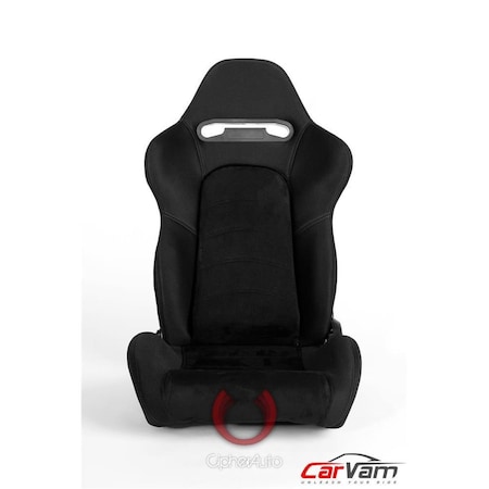 Omnisports Outer Gray Stitching Universal Racing Seats - Black Cloth with Suede Insert OM3359238